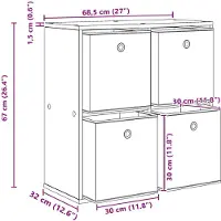 vidaXL Dressoir Sonoma Eik 68,5 x 32 x 67 cm