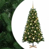 vidaXL - Kunstkerstboom - met - kerstbal - 120 - cm - 150 - LED's - Warmwit - PVC - Groen