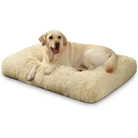 Merkloos Hondenbed 105x70 cm, pluche, antislipbodem, kaki, voor binnen