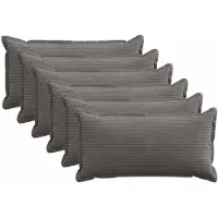 vidaXL Kussensloop 6 st HOUTEN Donkergrijs 40 x 80 cm corduroy