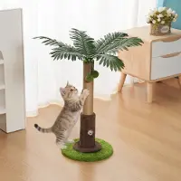 Merkloos Kartonnen krabpalen, sisal, 56 cm, met hangende ballen, voor katten om aan te krabben