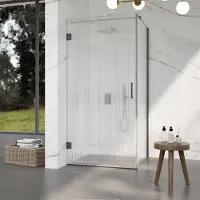 FortiFura Galeria Douchecabine - 90x100x200cm - scharnieren - deurgreep - stabilisatiestang - helder geribbeld - veiligheidsglas - geborsteld gunmetal (antraciet) SW1208821/SW1122563/SW797907/SW797955