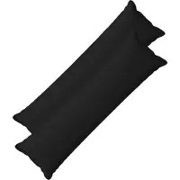 vidaXL Kussen met kussen HOUTEN 2 st Zwart Faux Linnen