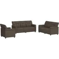 vidaXL Bankstel 3 pcs Grijs Kunstleer