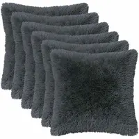 vidaXL Kussensloop 6 st HEERLEN Antracietkleurig 30 x 30 cm PV Fleece
