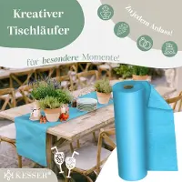 Kesser Vlies Tafelloper Modern - 30 cm x 25 m - afwasbaar en waterafstotend - tafeldecoratie - Blauw
