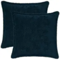 vidaXL Kussensloop 2 st HOUTEN Marineblauw 50 x 50 cm Nep Konijnenbont