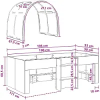 vidaXL Bed met tunnel, 3 stuks, Sonoma eikenhout en blauw houtvezel