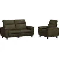 vidaXL Bankstel 2 pcs Leger Groen Kunst Suède Leer
