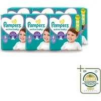 Pampers 6 x – Luiers – Active Baby Maat 6 – 32 Luiers - Wasstrips - Baby Luiers - Bescherming Tegen Doorlekken - Bewegingsvrijheid - Comfort - Droogheid