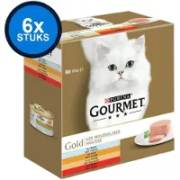 Gourmet 6x - Gold Mousse Tonijn, Lever, Kalkoen & Rund - Kattenvoer Natvoer - 8x85g