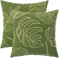 vidaXL Kussensloop 2 st HEERLEN Blad Design 35 x 35 cm Polyester