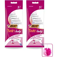 BIC 2 x - Twin Lady - Scheermesjes - Dubbel Mesje - Wegwerpmesjes - 5 Scheermesjes - Bulkverpakking - Scheermesje vrouw - Douchemop - Wegwerpscheermesje