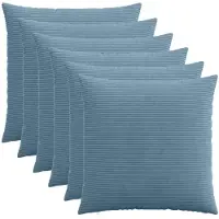 vidaXL Kussensloop 6 st HEERLEN Blauw 55 x 55 cm corduroy