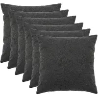 vidaXL Kussensloop 6 st HEERLEN Donkergrijs 65 x 65 cm Bouclé