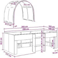 vidaXL Bed met tunnel, 3 stuks, Sonoma eikenhout en blauw houtvezel