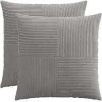 vidaXL Kussensloop 2 st ALMELO Lichtgrijs 55 x 55 cm corduroy