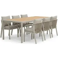 LUX outdoor living Annecy/Calgary beige dining tuinset | 6 personen | teakhout + touw | 227cm