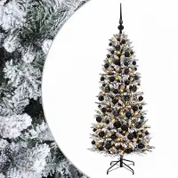 vidaXL Kunstkerstboom met kerstbal 240 cm 300 LED's Warmwit PVC en PE