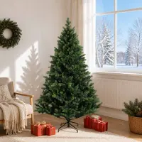 vidaXL - Kunstmatige - Hinged - Kerstboom - 180 - cm - PVC - en - Metalen - Groen