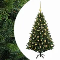 vidaXL - Kunstkerstboom - met - kerstbal - 150 - cm - 150 - LED's - Warmwit