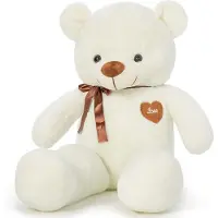 Merkloos Pluche teddybeer 100 cm, wit, voor kinderen