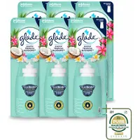 Glade 6 x – Sense & Spray Navulling – Exotic Tropical Blossoms – 18 ml - Wasstrips - Tropische Geur - Luchtverfrisser Met Bewegingssensor - Kokos En Bloemen - Exotische Geur - Luchtverfrisser