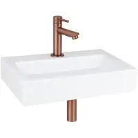 Qeramiq Fuente fonteinset – 38x24x7 cm – keramiek wit glans – kraangat midden – koperen kraan – zonder frame SW970033/SW799405/SW799403/SW21912