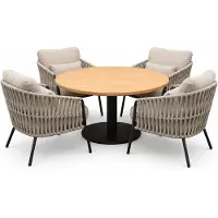 AVH-Collectie Torino Sarenza low dining tuinset 140xH71 cm 5 delig teak terre