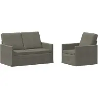 vidaXL Bankstel 2 pcs Lichtgrijs Corduroy stof