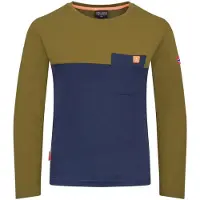 TROLLKIDS - Kid's Bergen Longsleeve - Longsleeve 98, olijfgroen/blauw