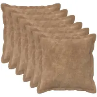 vidaXL Kussensloop 6 st HOUTEN Taupe 50 x 50 cm Microfiber Fleece