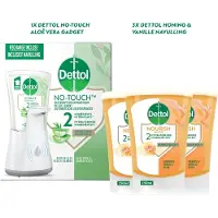 Dettol - Automatische Zeepdispenser No Touch & 3x250ml Handzeep No Touch Navulling - Honing & Sheabutter - Voordeelverpakking
