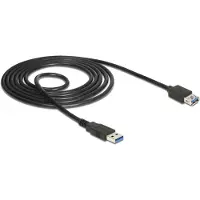 DeLOCK 85057 USB-kabel USB 3.2 Gen1 USB-A stekker, USB-A bus 3.00 m Zwart Vergulde steekcontacten