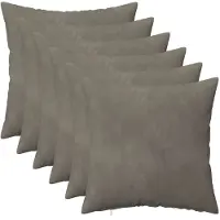 vidaXL Kussensloop 6 st HEERLEN Lichtgrijs 35 x 35 cm fluweel