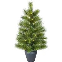 Black Box Trees Glendon Kunstkerstboom in Pot met 30 LED lampjes - H90 x Ø51cm - Groen