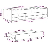vidaXL Bedframe met opbergruimte, zwart eikenhout, 80 x 200 cm