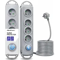 Qoltec overspanningsbeveiligings stekkerdoos | 4 stopcontacten | 2,5 meter | Grijs