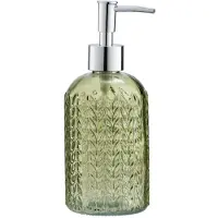 Wenko Zeepdispenser Vetro groen glas 400ml - Zeeppompje vrijstaand en navulbaar - Badkamer/toilet/keuken