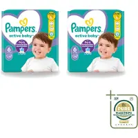 Pampers 2 x – Luiers – Active Baby Maat 6 – 32 Luiers - Wasstrips - Baby Luiers - Bescherming Tegen Doorlekken - Bewegingsvrijheid - Comfort - Droogheid