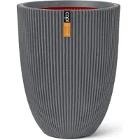 Capi Europe - Vaas elegant laag Groove NL - 46x58 - Donkergrijs - Bloempot voor binnen en buiten - Levenslang garantie - Breukbestendig - 100% Recyclebaar - CO2 Neutraal geproduceerd - KGVDG783