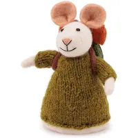 Sjaal met Verhaal Beeld Herfst Muis Wit / Groen 14 X 8 X 16 Cm