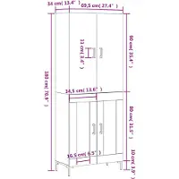 vidaXL Hoge kast 69,5x34x180 cm bewerkt hout betongrijs