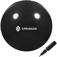 Springos Fitnessballen - Yoga Bal - Pilates - Zwangerschap - Met Pomp - PVC - Zwart - 150 Kg - 85 Cm