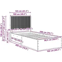 vidaXL Bedframe met opbergruimte en hoofdbord Grijs Sonoma