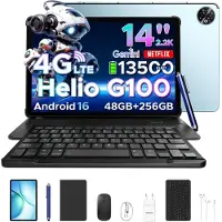 Doogee Tab E3 Max VIP tablet, Android 16, 14 inch, 2.2K resolutie, 48GB (8+40) + 256GB opslag, 13500mAh batterij / 18W opladen, 4G LTE, Widevine L1, inclusief toetsenbord, muis, hoesje en stylus