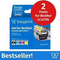 Easyprint NIEUW: Inktcartridges voor Brother LC421XL, multipack (BK/C/M/Y), 2 stuks