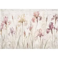 WALLARENA - Fotobehang - 254x184 cm - Vinyl op vlies pastelkleurige bloemen irissen vintage