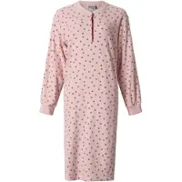 Lunatex - warm dames nachthemd 224200 - extra aangeruwd badstof - roze - maat M