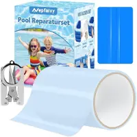 Merkloos Reparatieset voor zwembaden, zelfklevende PVC-reparatiepleisters, 10 cm x 150 cm, waterdicht, geschikt voor zwembaden